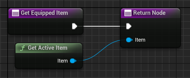 BP Gameplay Character Get Equipped Item interface function returning the active gameplay item
