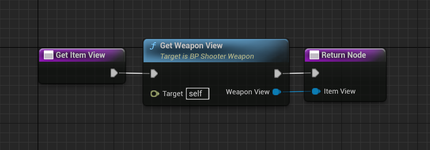 BP Shooter Weapon Get Item View function returning the configured AC WeaponView component